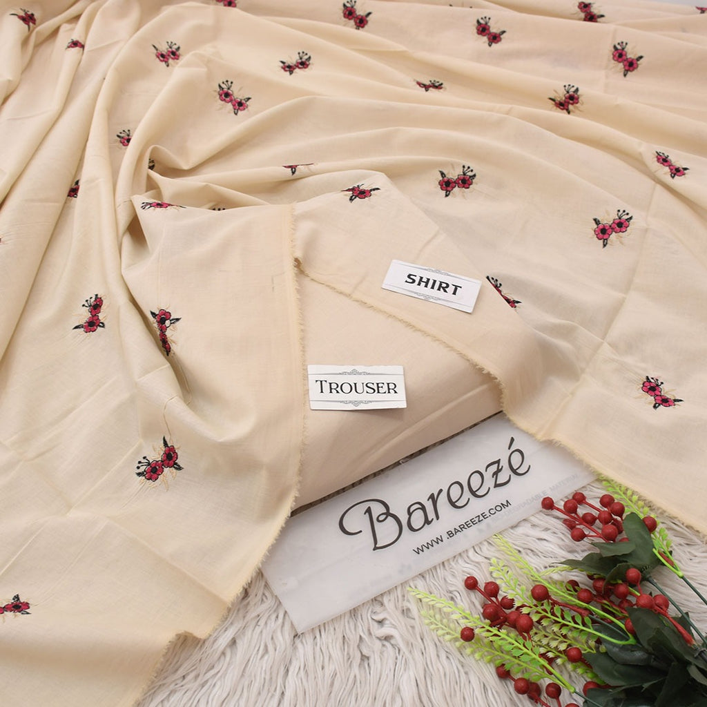 Ivory Bloom Embroidered 2 Piece Suit
