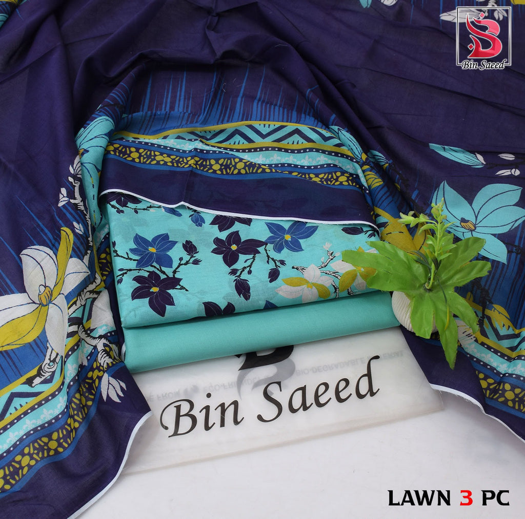 Blue Petal Grace – 3 Piece Lawn Suit