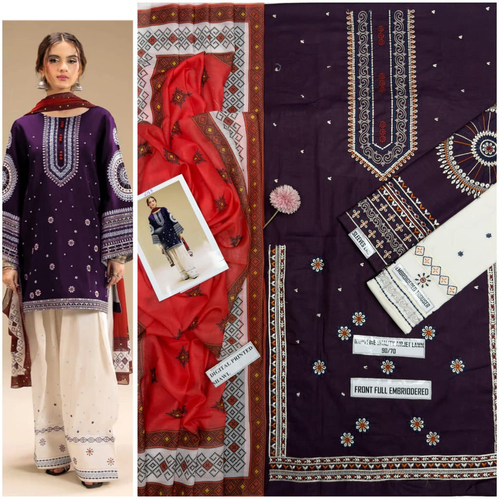Midnight Royale Embroidered Lawn 3-Piece Suit