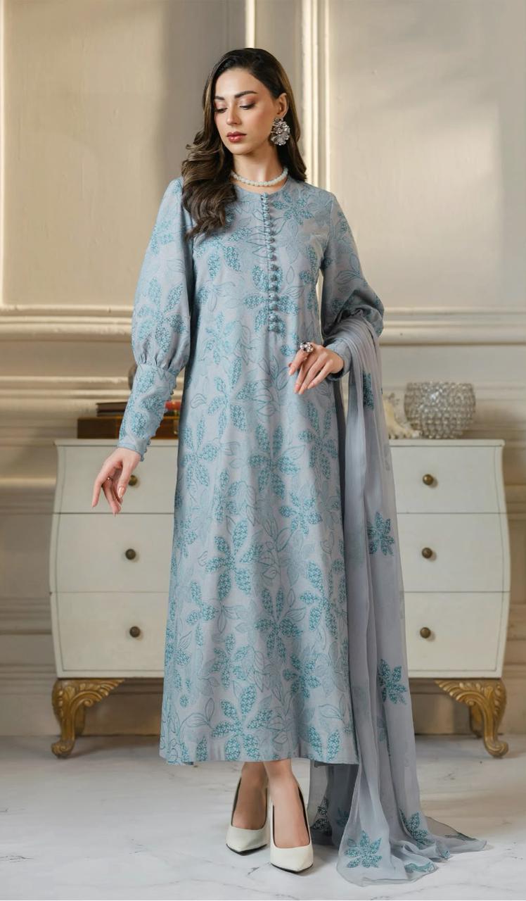 Aqua Élan | 3 Piece Embroidered Lawn Suit