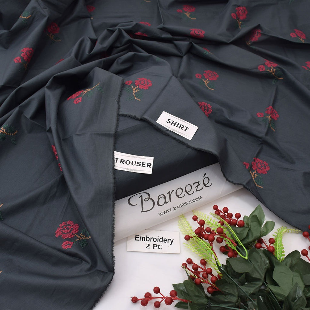 Midnight Rose – 2 Piece Embroidered Suit