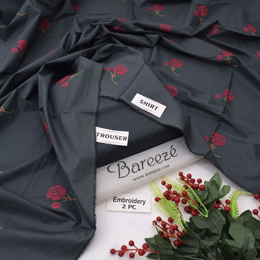 Midnight Rose – 2 Piece Embroidered Suit