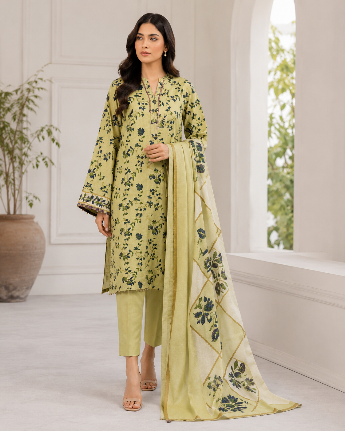 Lemon Bloom – 3 Piece Printed Lawn Suit