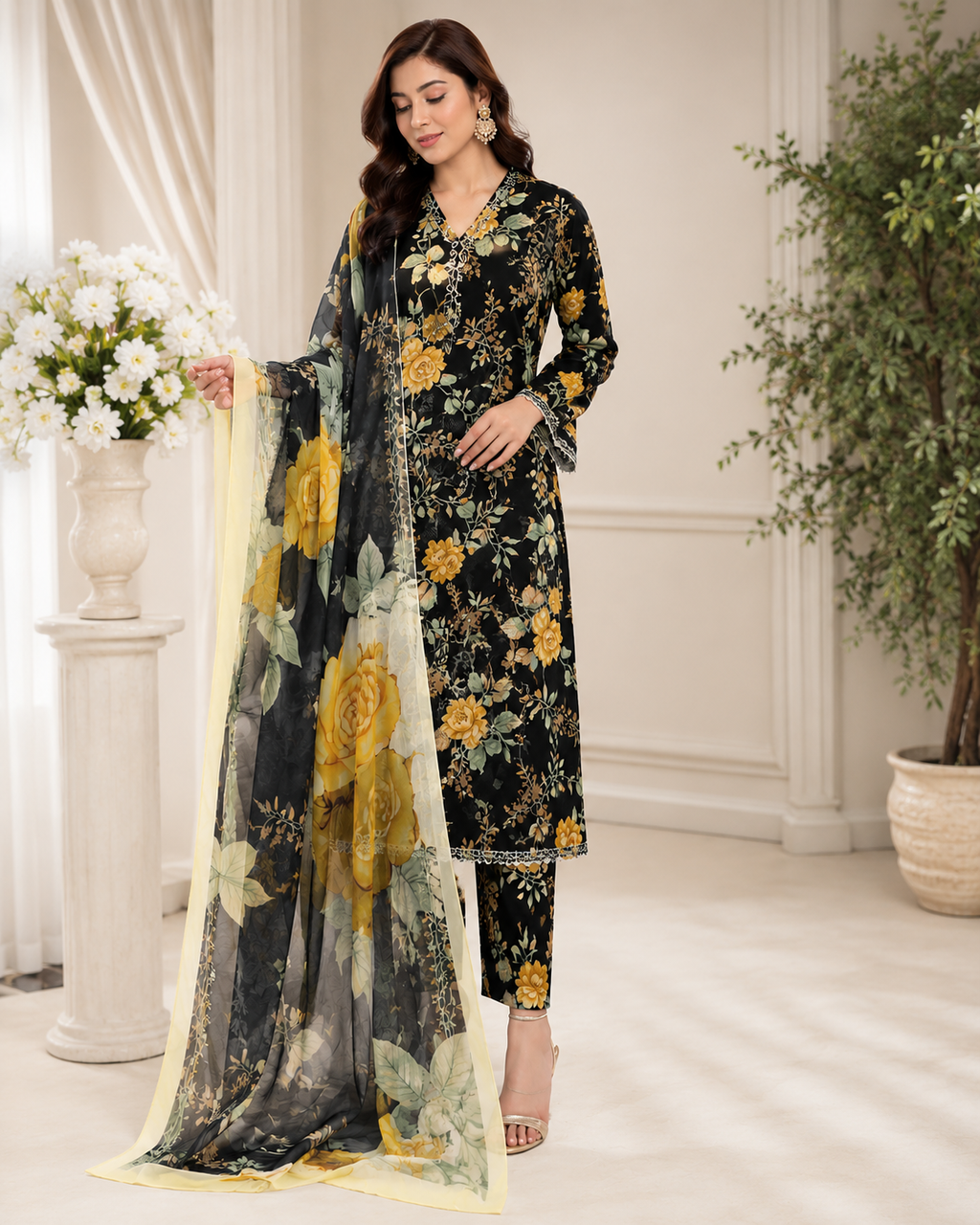 Midnight Bloom – 3 Piece Printed Lawn Suit