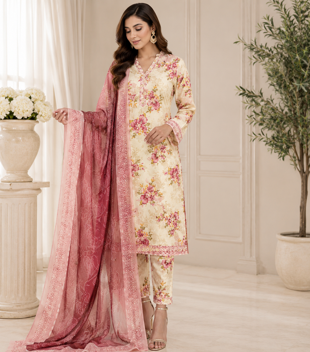 Rose Whisper – 3 Piece Printed Lawn Suit