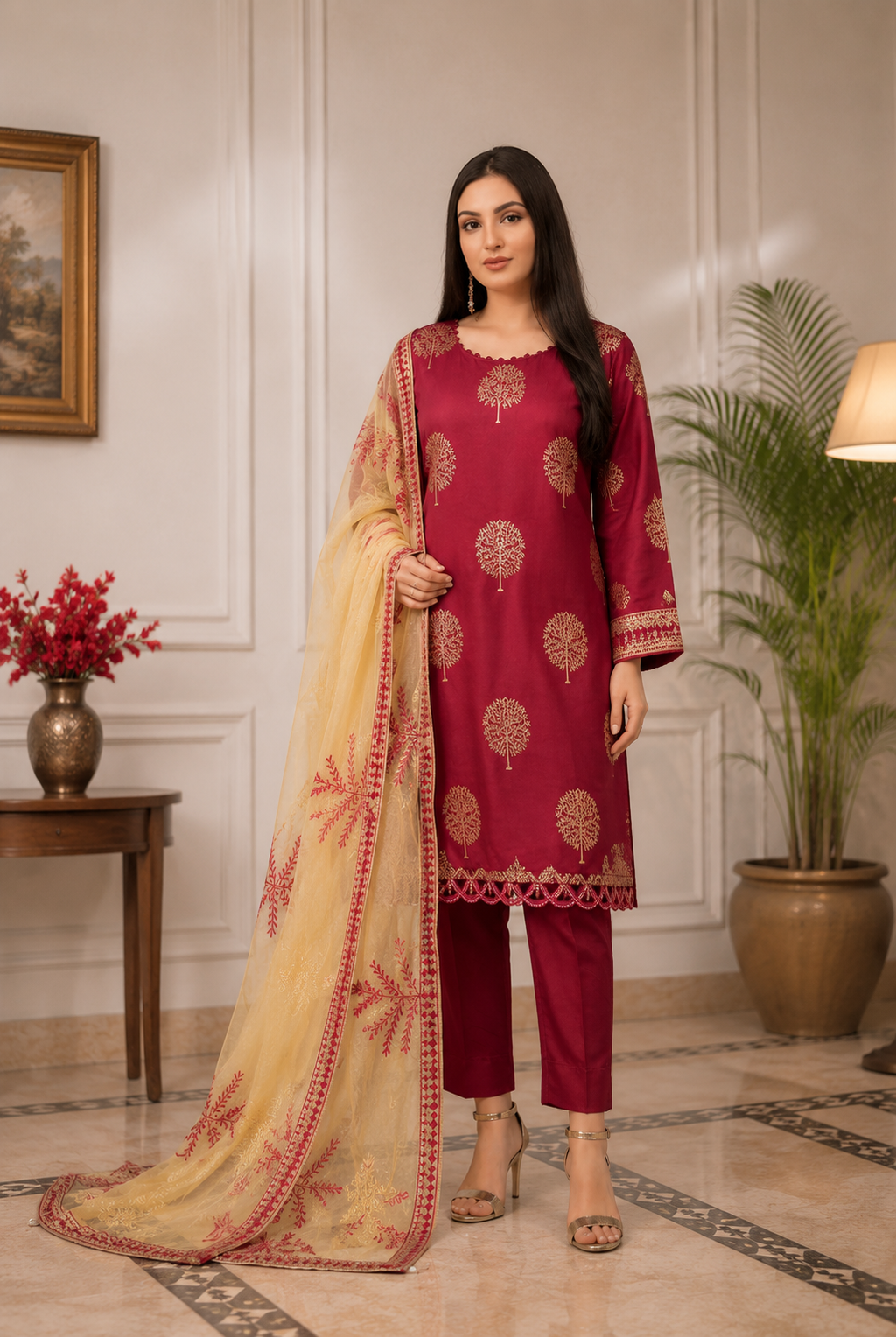 Ruby Heritage Embroidered Lawn 3-Piece Suit