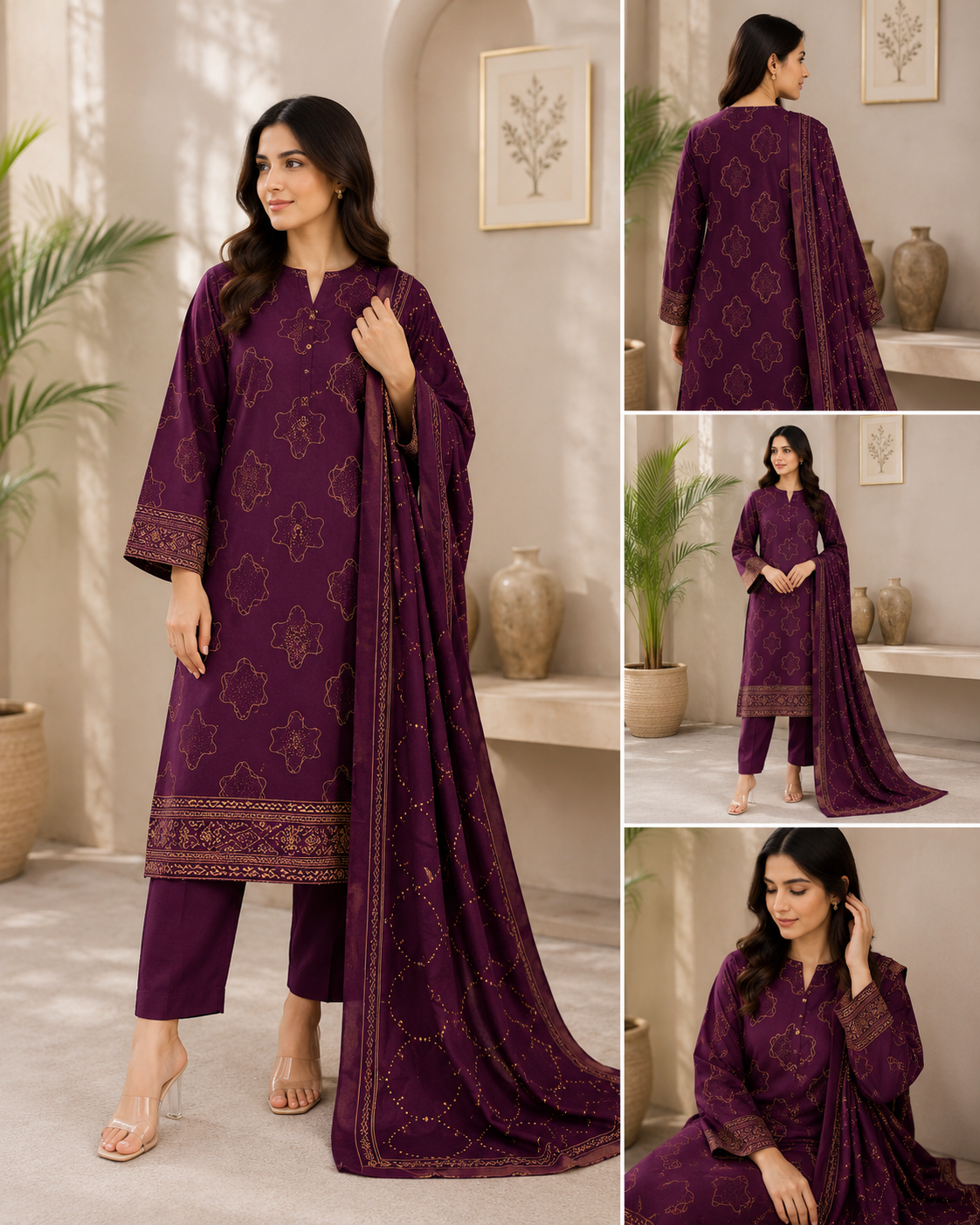 Royal Plum – Printed 3 Piece Lawn Suit