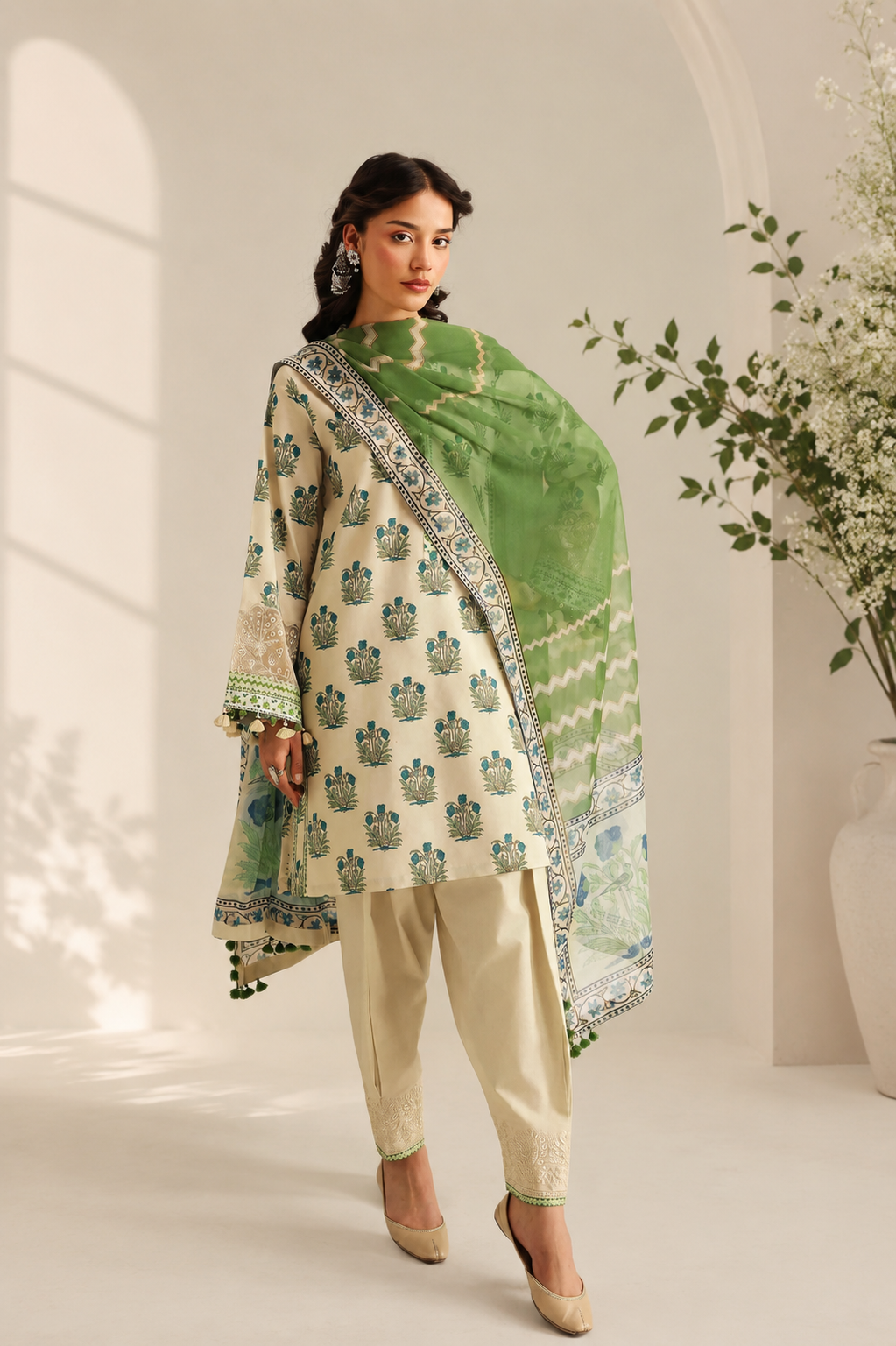 Unstitched 3 Piece Printed Lawn Suit