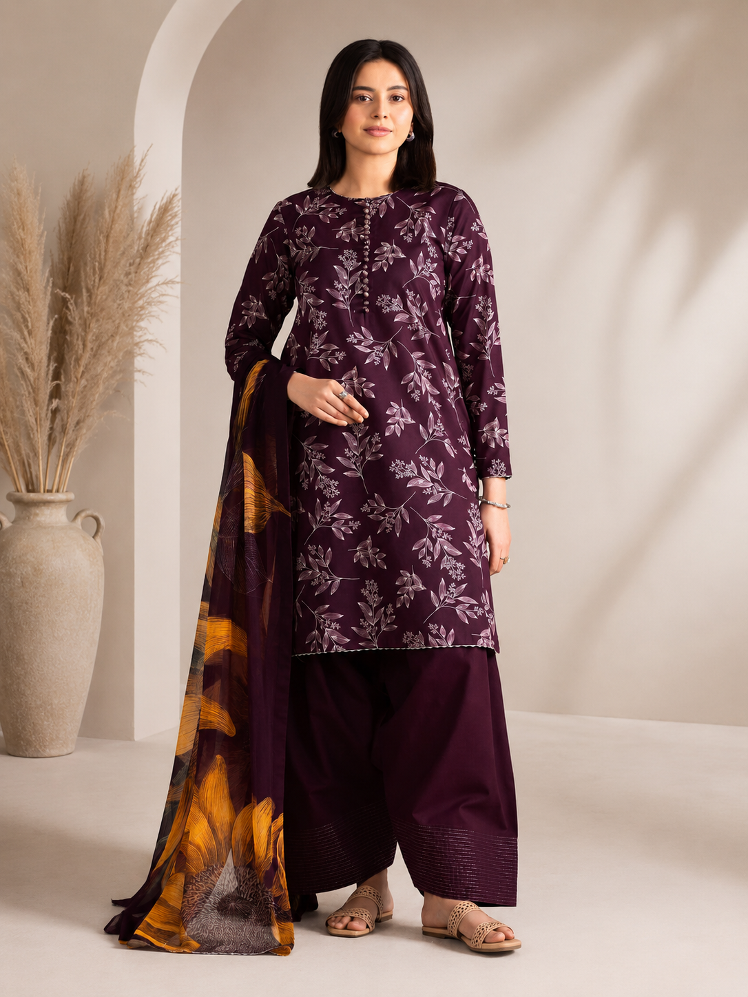 Noor-e-Plum | 3 Piece Printed Lawn Suit