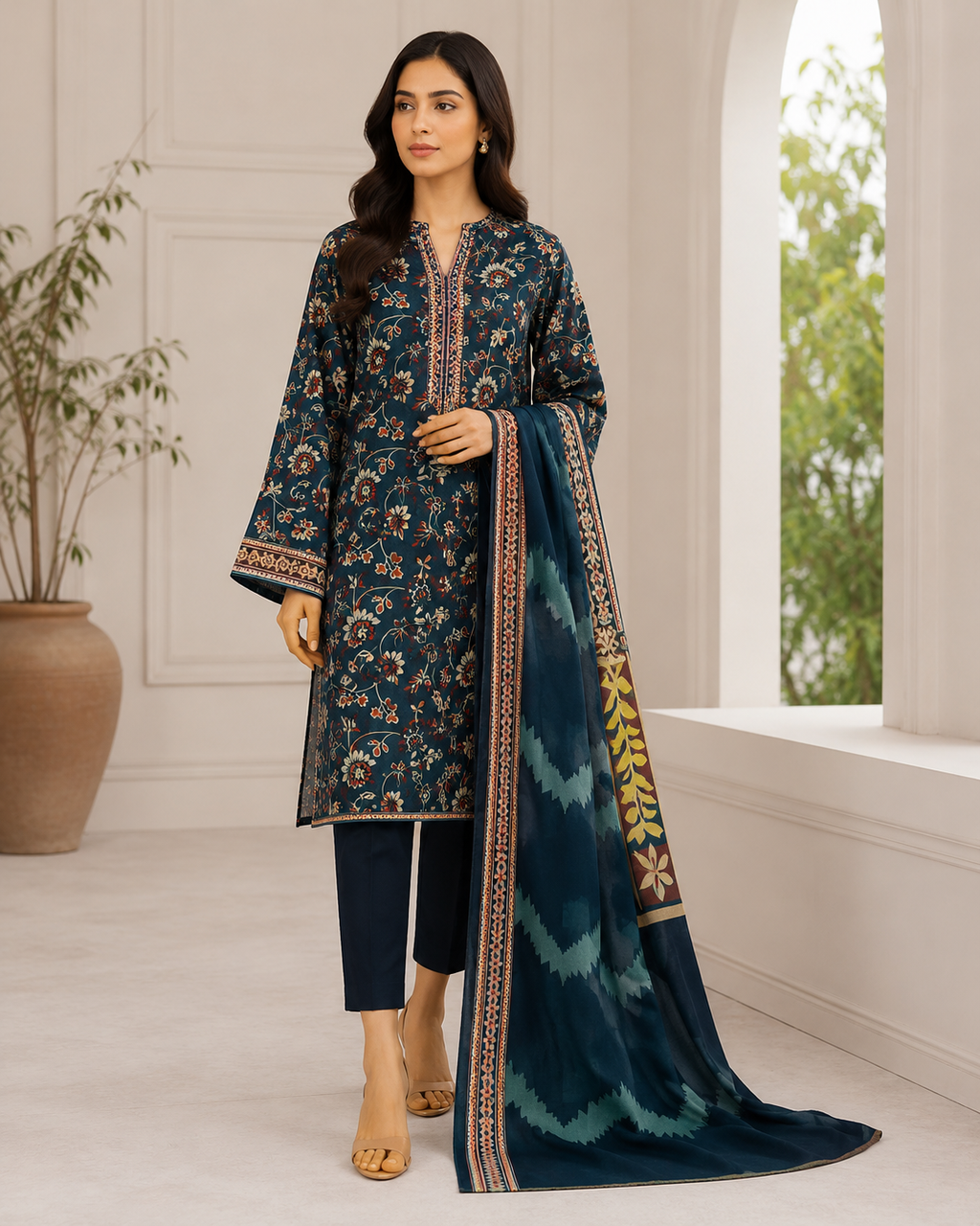 Midnight Bloom – 3 Piece Printed Lawn Suit