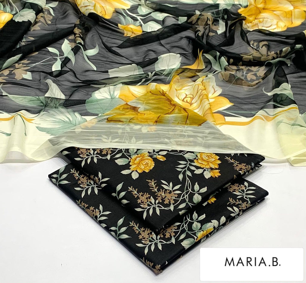 Midnight Bloom – 3 Piece Printed Lawn Suit