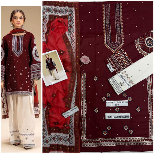 Crimson Heritage Embroidered Lawn 3-Piece Suit